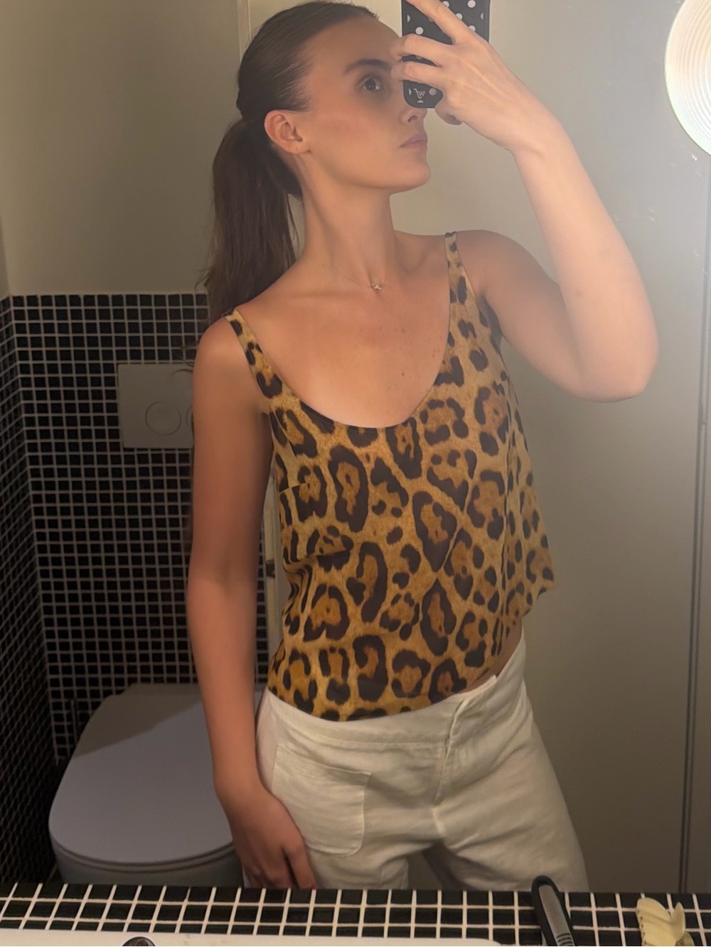 Vintage Escada Leopard-Print Silk Camisole in Brown and Black